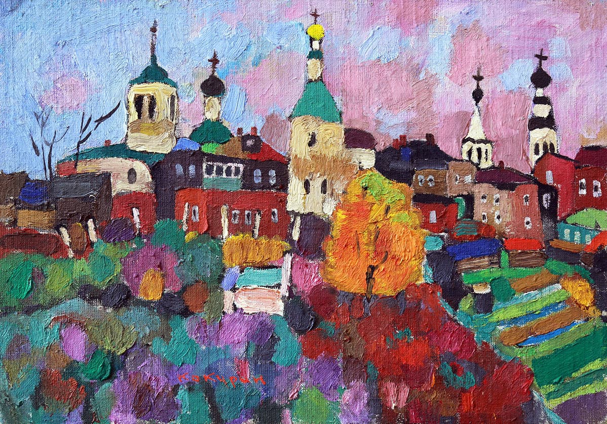 Пейзаж с церквями