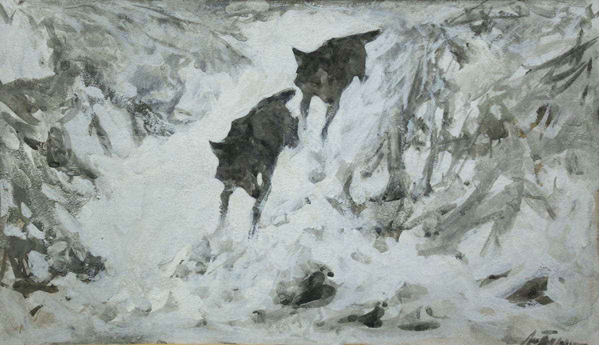 Волки в заснеженном лесу