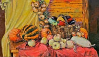 Натюрморт с овощами и яблоками