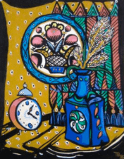 натюрморт с бутылкой и вазой