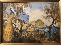 Пейзаж с павлином