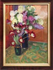 Натюрморт с сиренью и тюльпанами