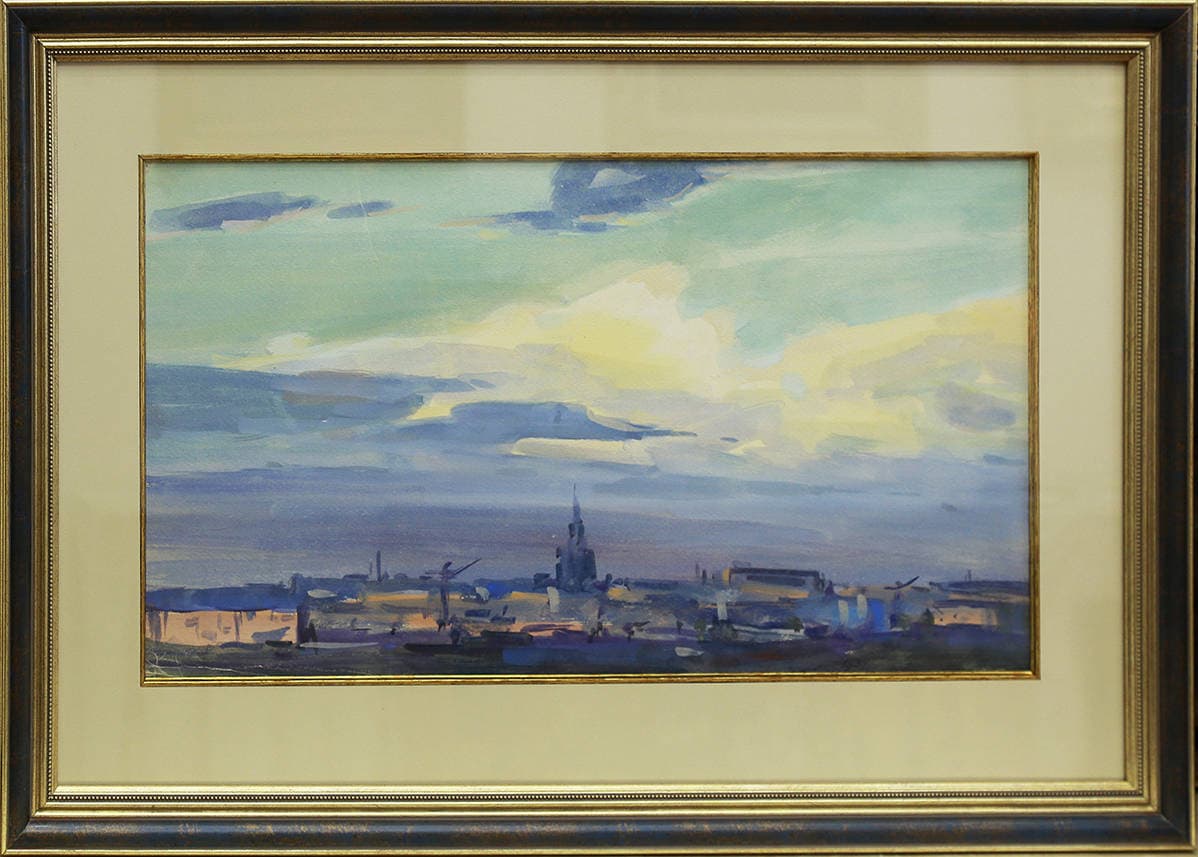 Голубой пейзаж с высоткой