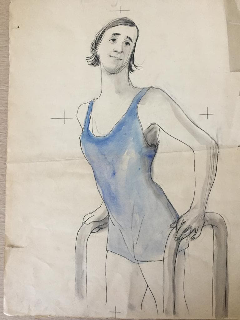 Пловчиха у бассейна