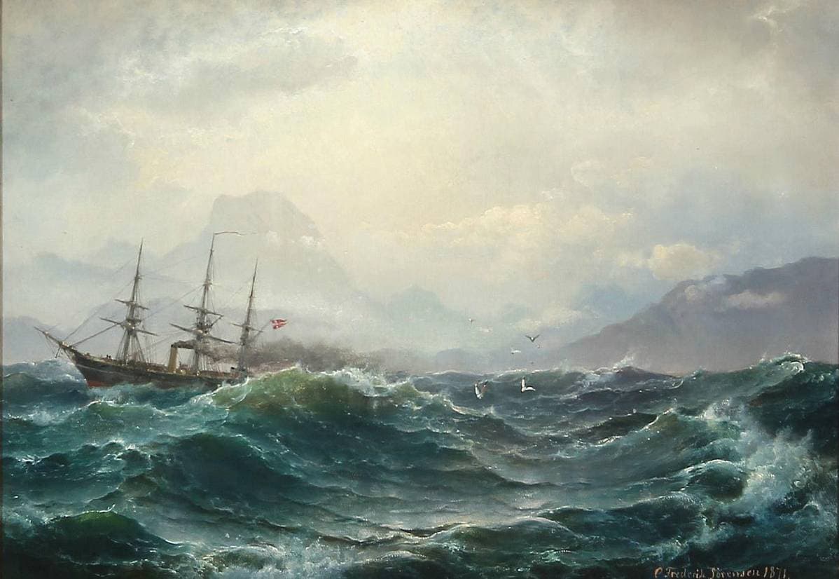 Пароход в бурном море