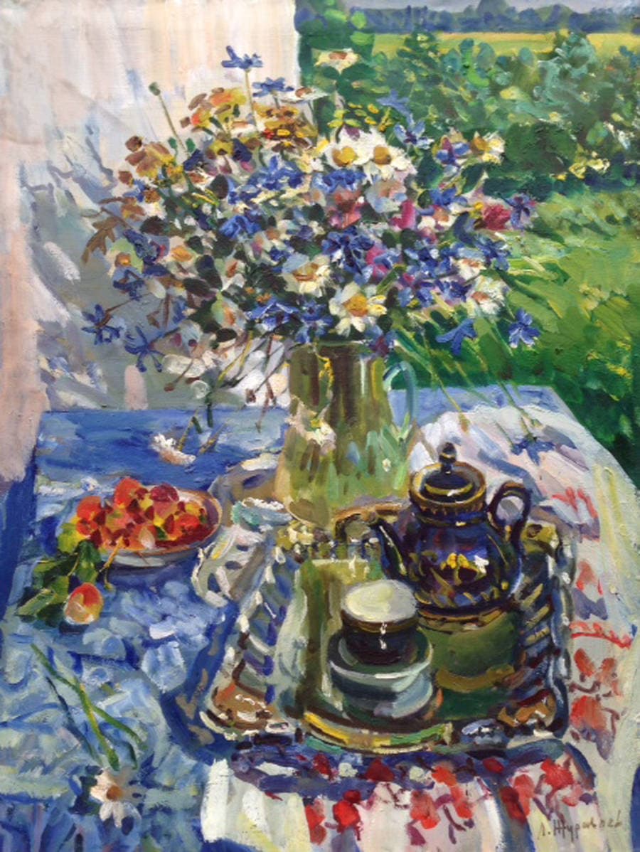 Натюрморт с ромашками