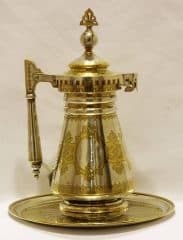 Серебряный кувшин с подносом в неорусском стиле