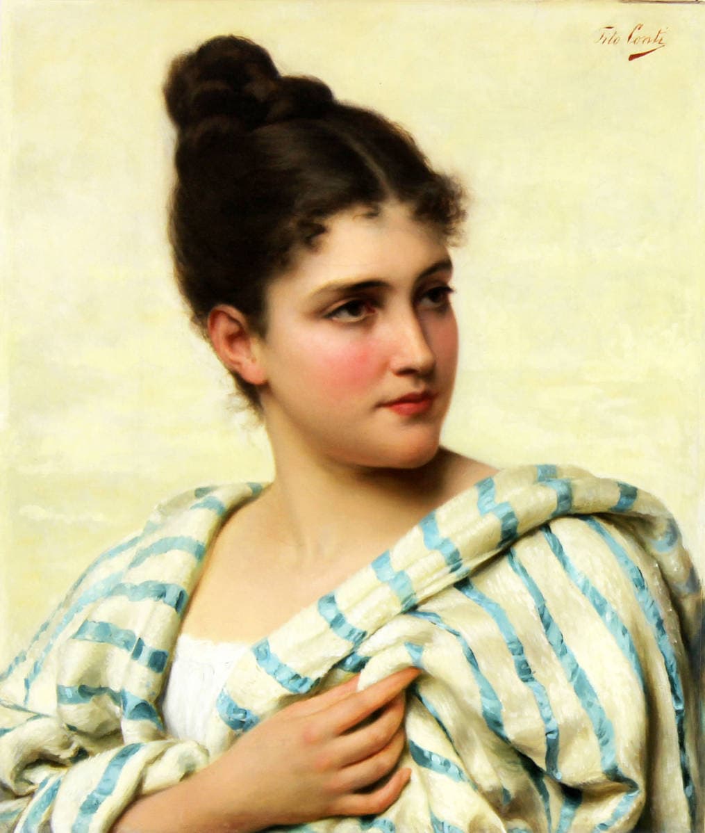 Итальянка в бело-голубой шали