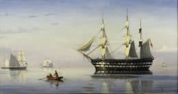 Датский фрегат и другие суда, стоящие на якоре в Эресунне