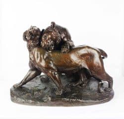 Бронзовая скульптура "Играющие тигр и тигрица" 1890-е годы