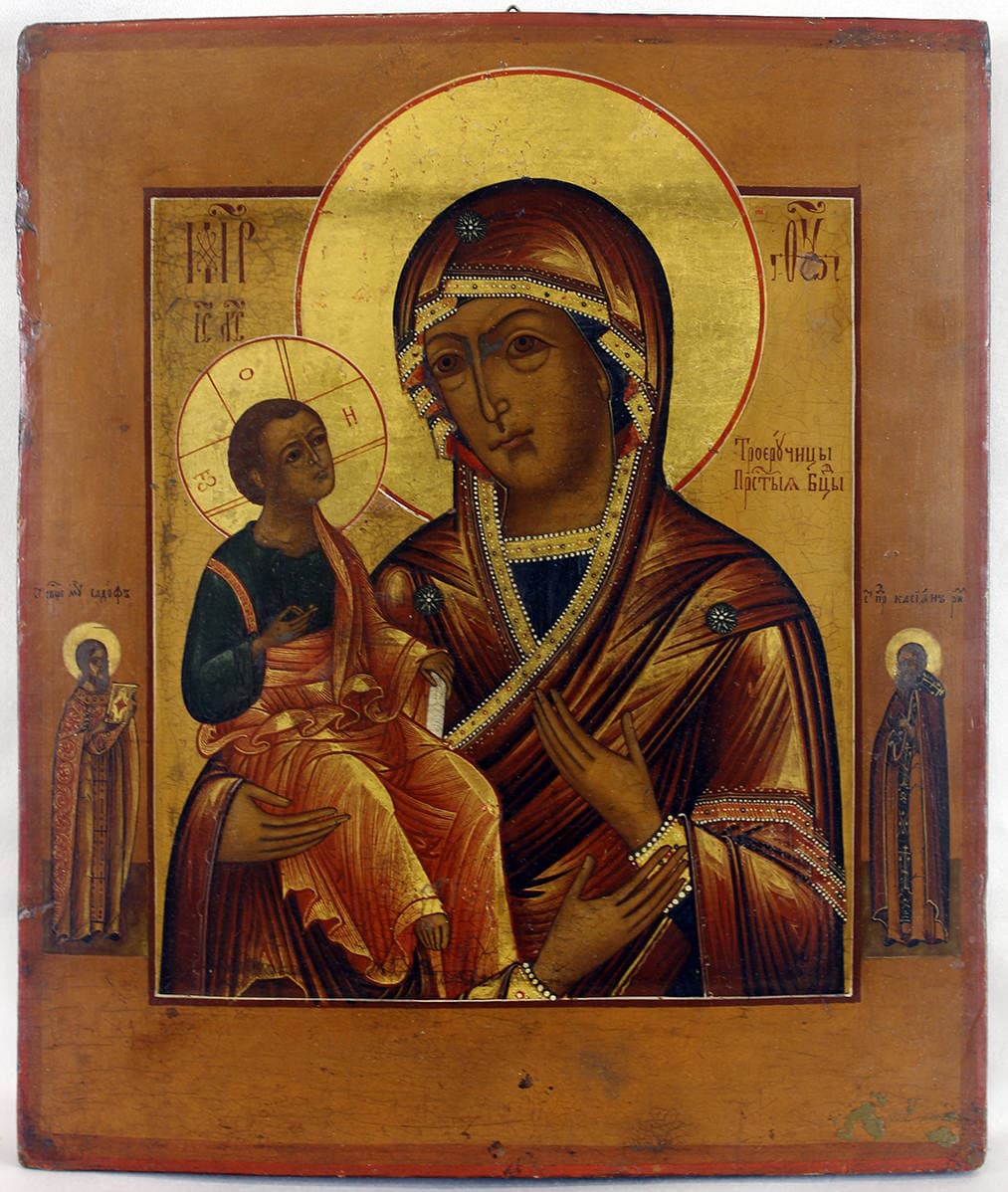 Старинная икона “Божья Матерь “Троеручица”