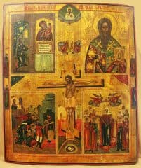 Старинная икона "Распятие Иисуса Христа"