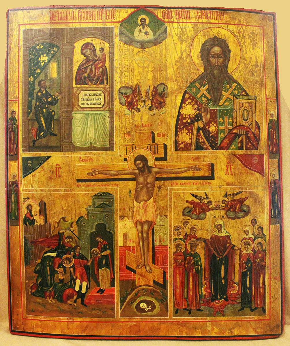 Старинная икона “Распятие Иисуса Христа”