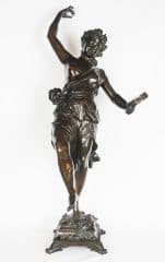 Бронзовая скульптура "Вакханка с тамбурином"
