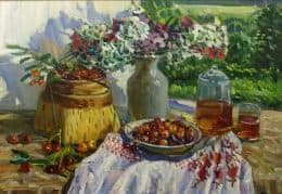 Черешня и флоксы