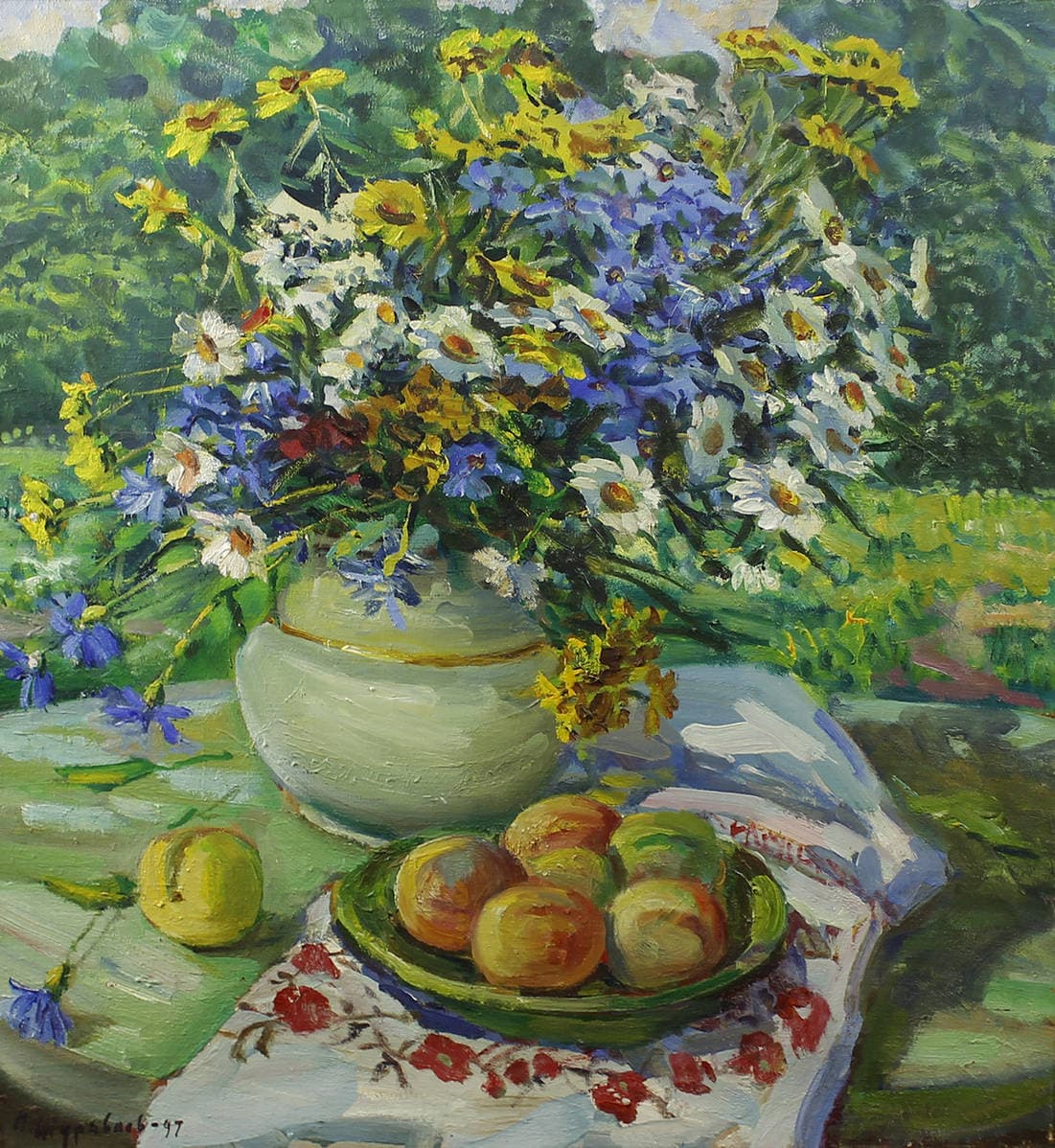 Цветы и персики