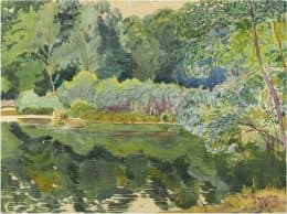 Летний пейзаж с водоемом