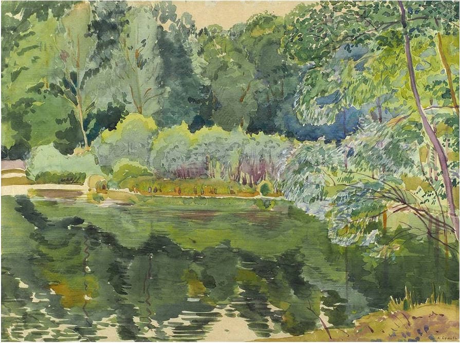 Летний пейзаж с водоемом