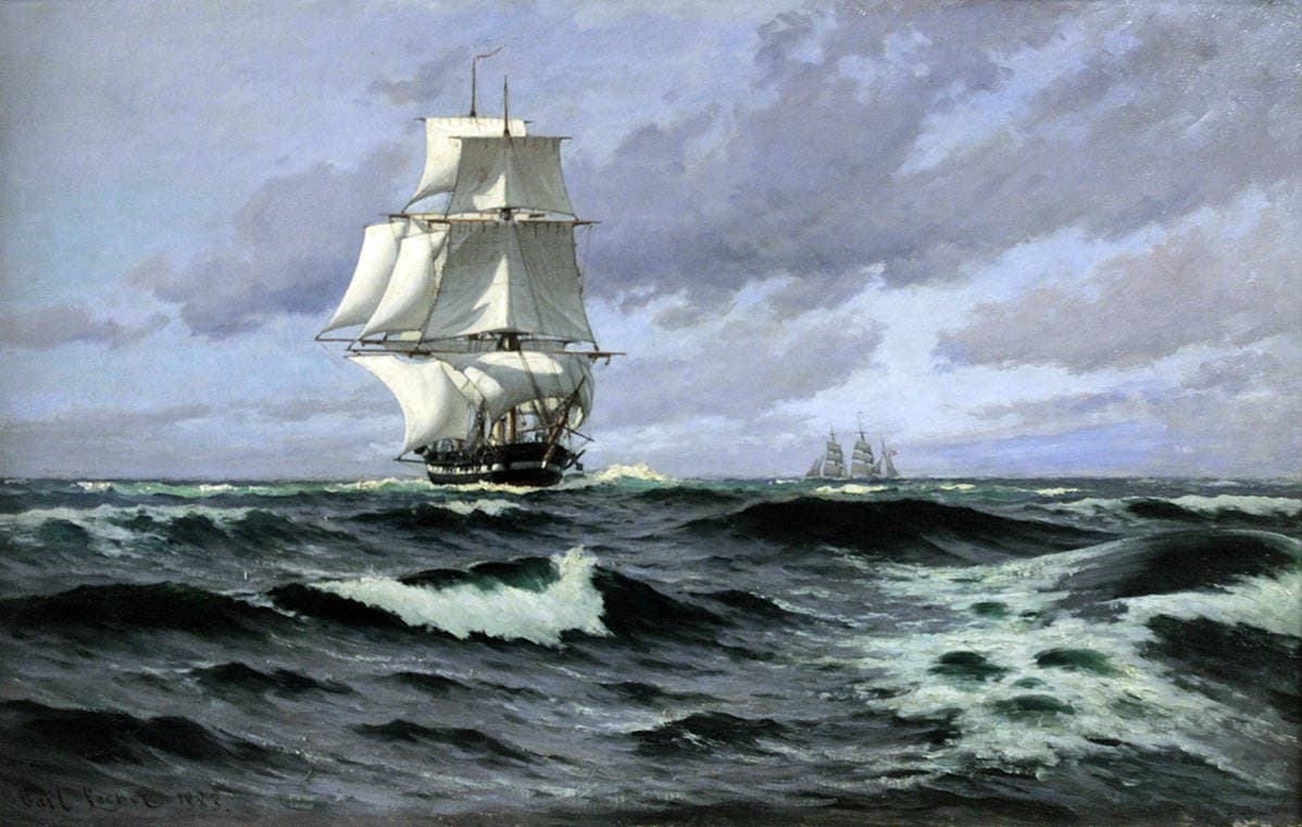 Фрегат в открытом море