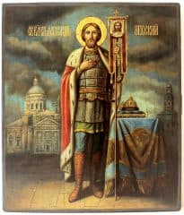 Старинная икона "Святой Благоверный князь Александр Невский"