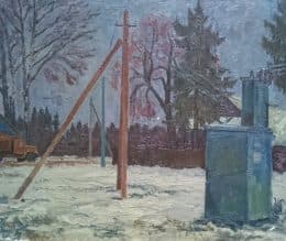 Зимний вечер.Старый трансформатор