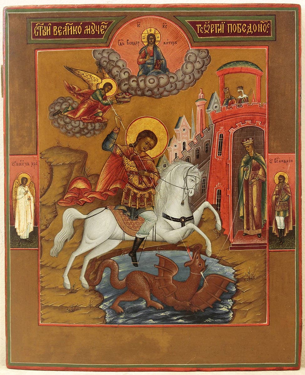 Старинная икона “Святой великомученик Георгий Победоносец”
