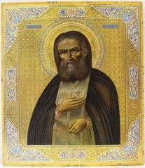 Антикварная икона "Серафим Саровский"