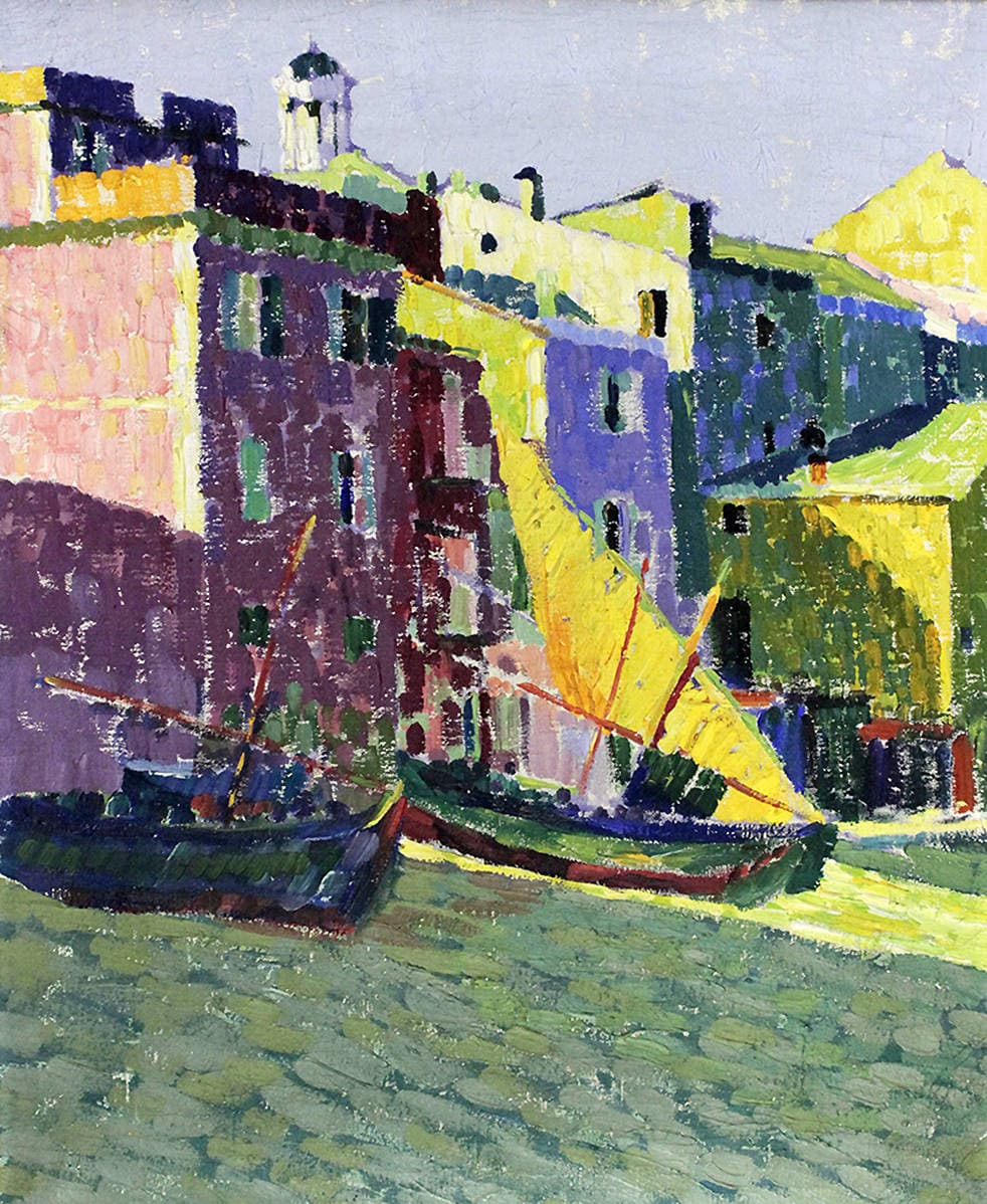 Южный пейзаж с рыбацкими лодками