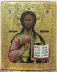 Старинная икона "Господь Вседержитель" на золотом фоне