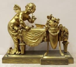 Бронзовая скульптура "Амур -бог любви точит стрелы"