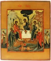 Старинная икона "Троица (Гостеприимство Авраама)"
