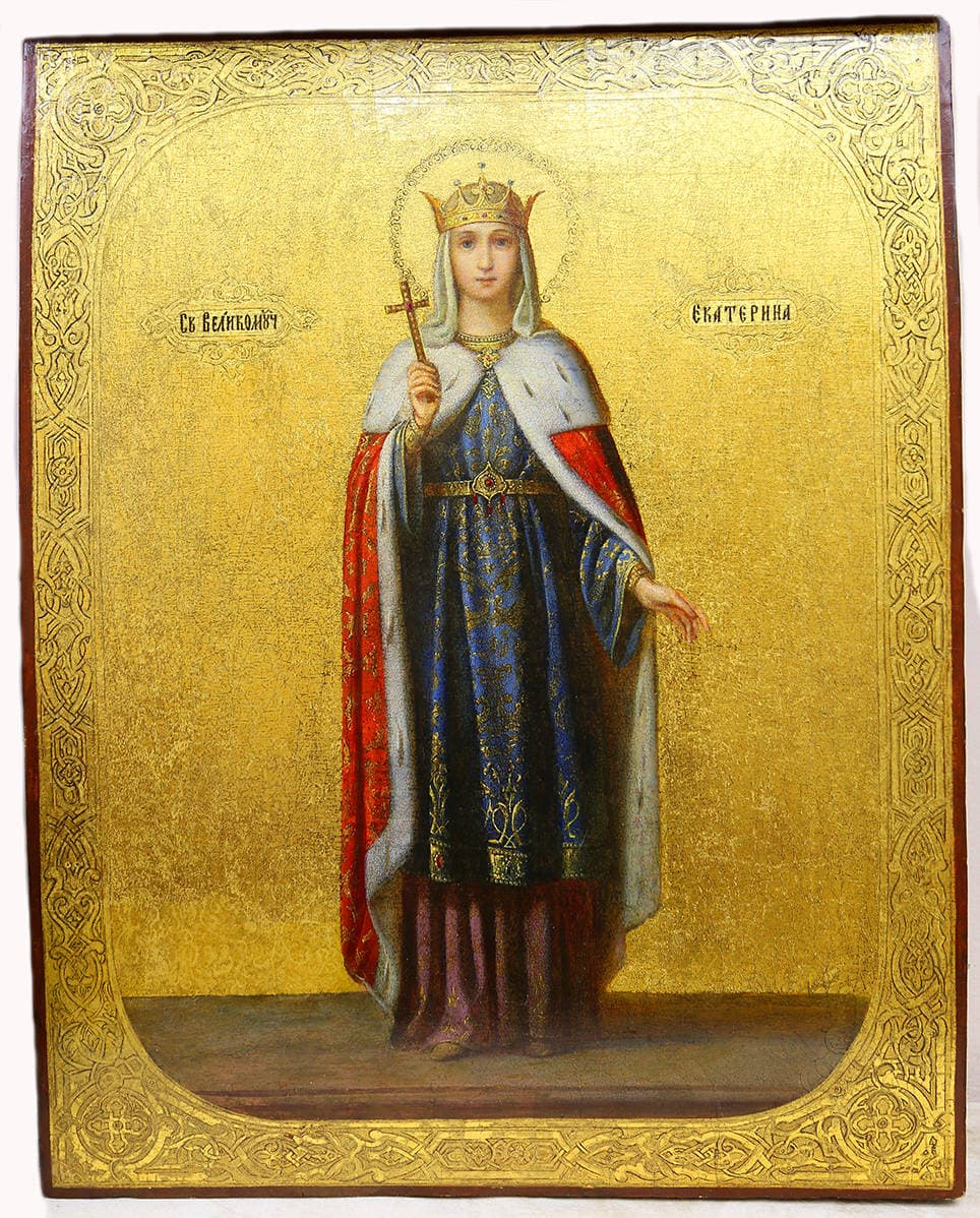 Старинная икона “Святая великомученица Екатерина Александрийская”