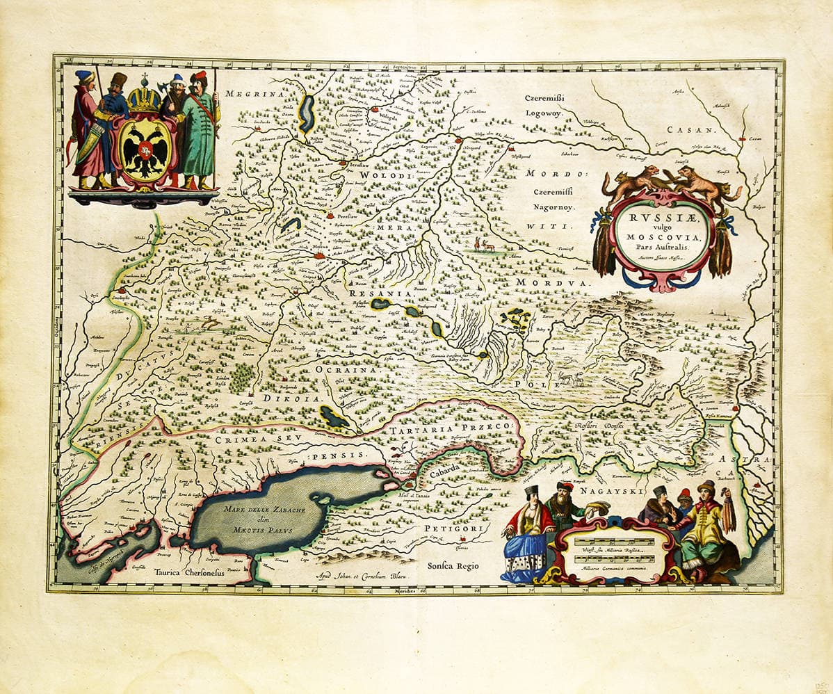 Старинная карта Московского княжества (из “Нового атласа карт” Исаака Масса)
