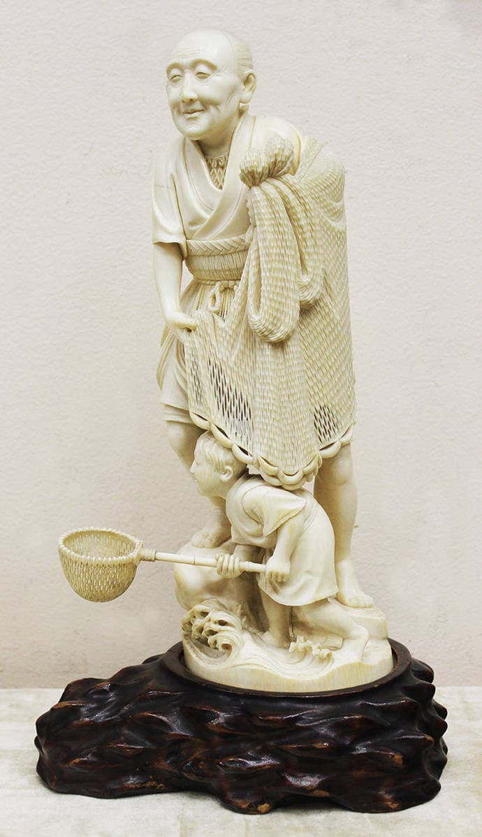 Окимоно “Рыбаки с сетью и сачком”