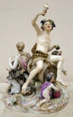 Старинная статуэтка "Бог вина и виноделия Бахус со свитой"