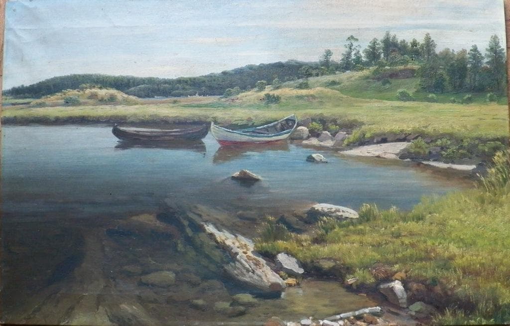 Пейзаж с лодками