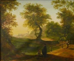 Итальянский пейзаж с беседующими путниками