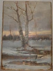 Пейзаж. Грачи в зимнем лесу