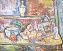 Натюрморт на красном фоне