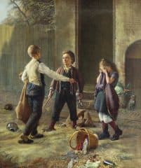 Предостерегающий мальчик.Жанровая сцена с детьми