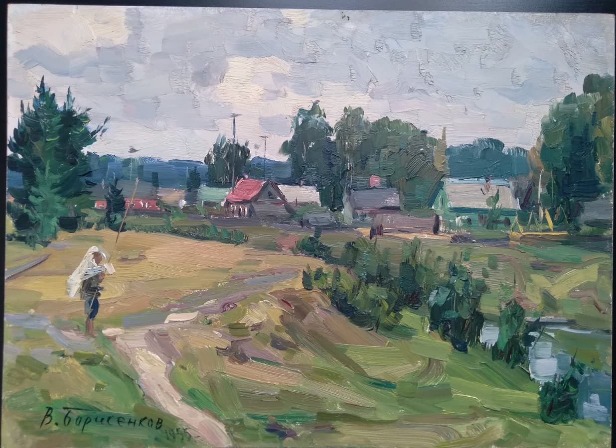 Пасмурно.Рыбак.