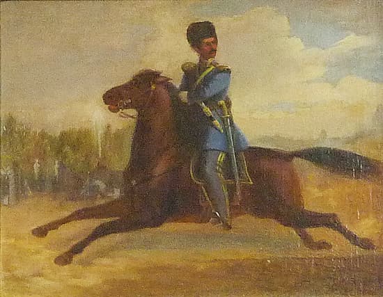 Скачущий русский офицер атаманского полка