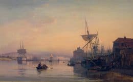 Вид портового города