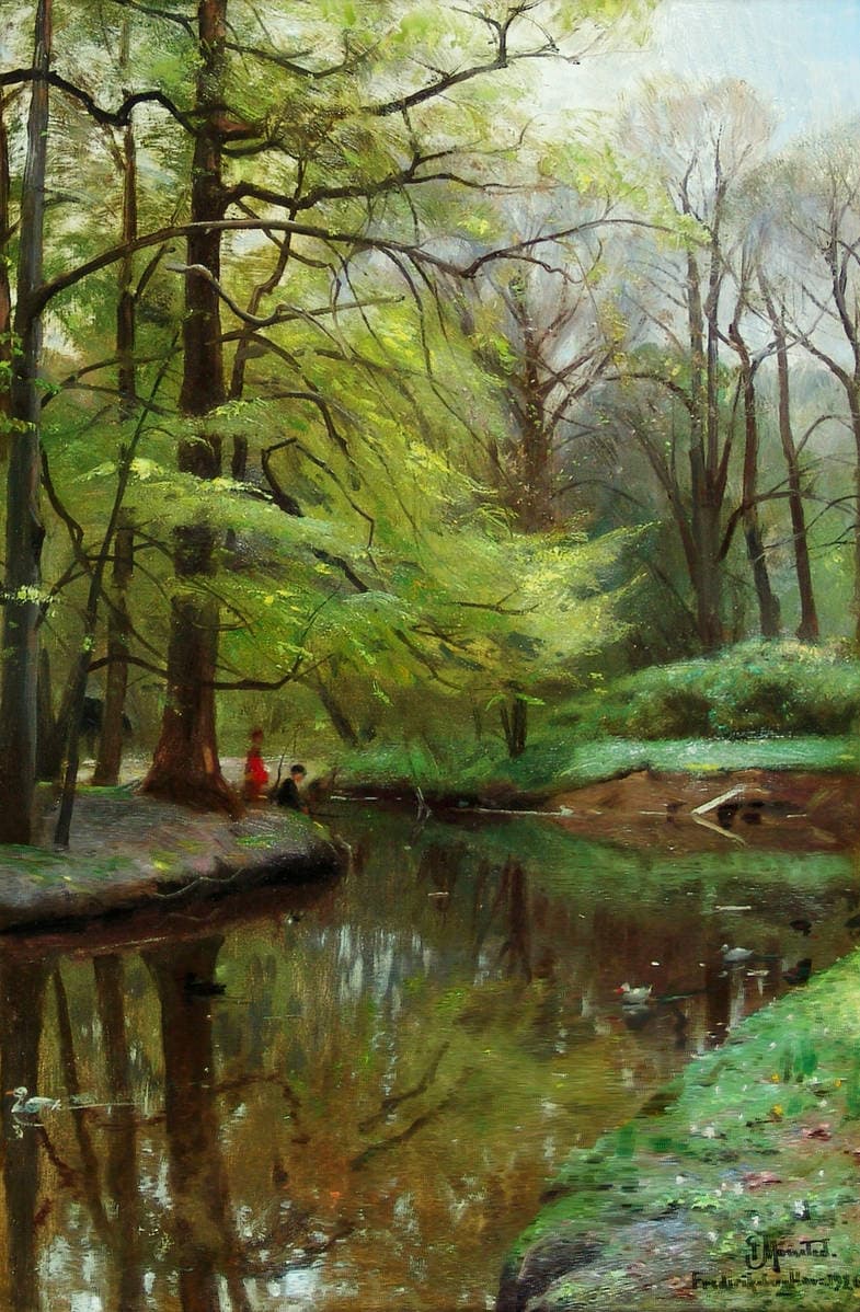 Лесной пейзаж с рекой