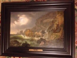 БЕРЕГОВАЯ ЛИНИЯ АМАЛЬФИ С МОНАСТЫРЕМ КАПУЦИНА В БУРЕ И СПАСЕНИЕ ЖЕНЩИНЫ ОТ НЕИСТОВОГО МОРЯ