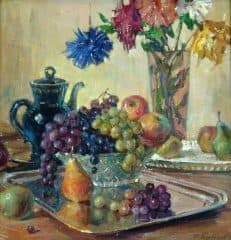 Натюрморт с виноградом и грушами