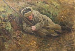 Солдат в окопе
