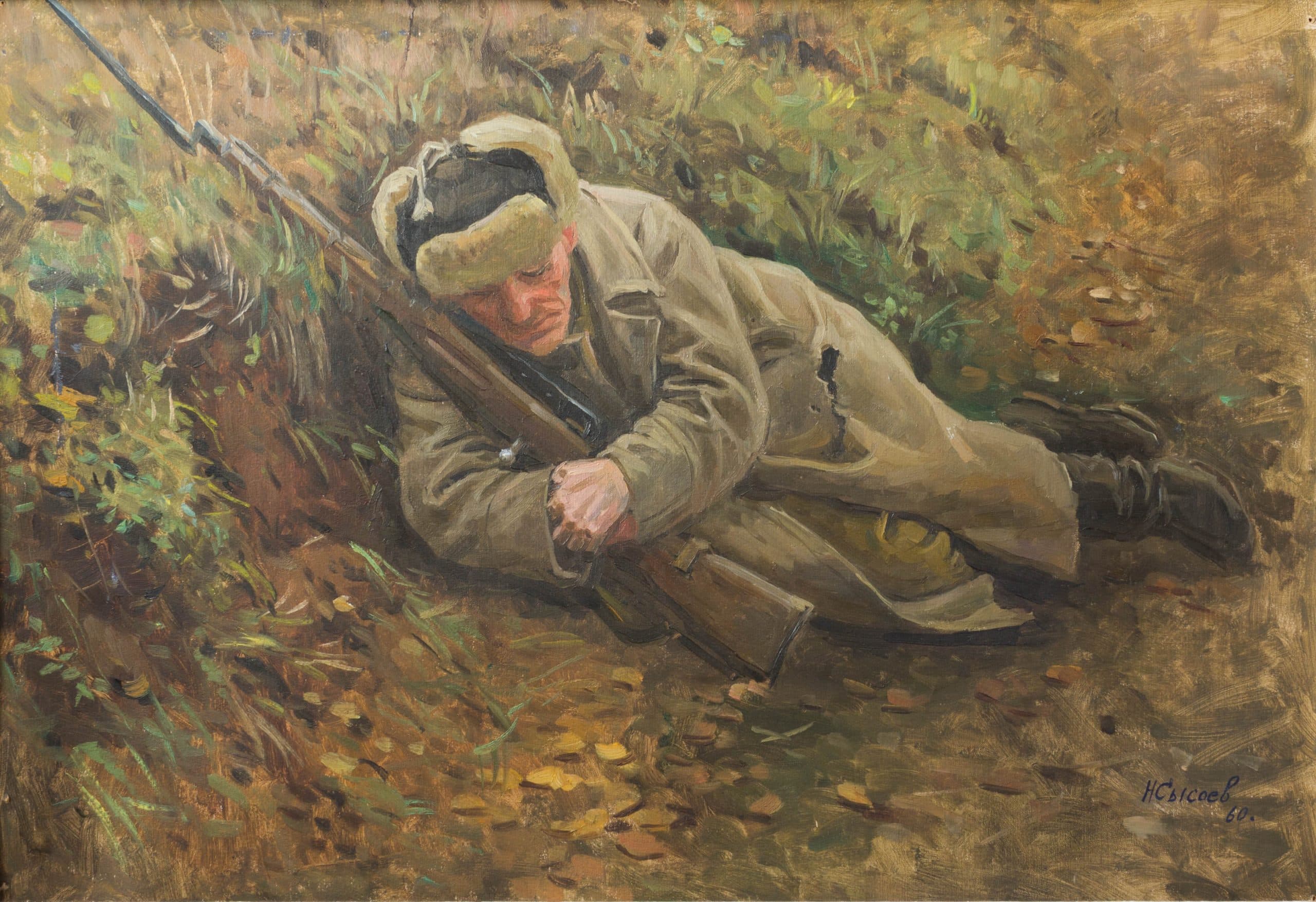 Солдат в окопе