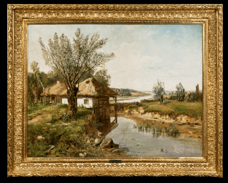 Малороссийский пейзаж с запрудой у водяной мельницы