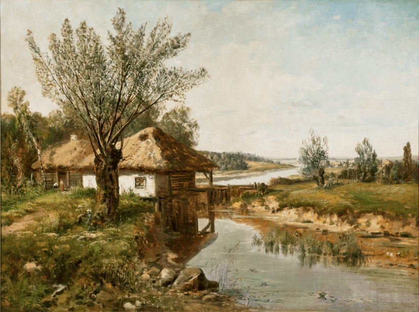 Малороссийский пейзаж с запрудой у водяной мельницы - изображение 2